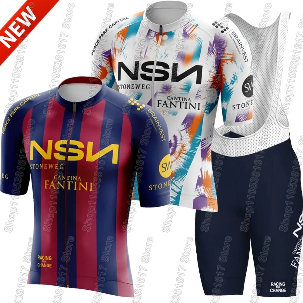 Complete with Cycling NSN Team 2026 for Men, Summer Clothing for Road Bikes, Knitwear and Shorts with Bretelle, MTB Complete