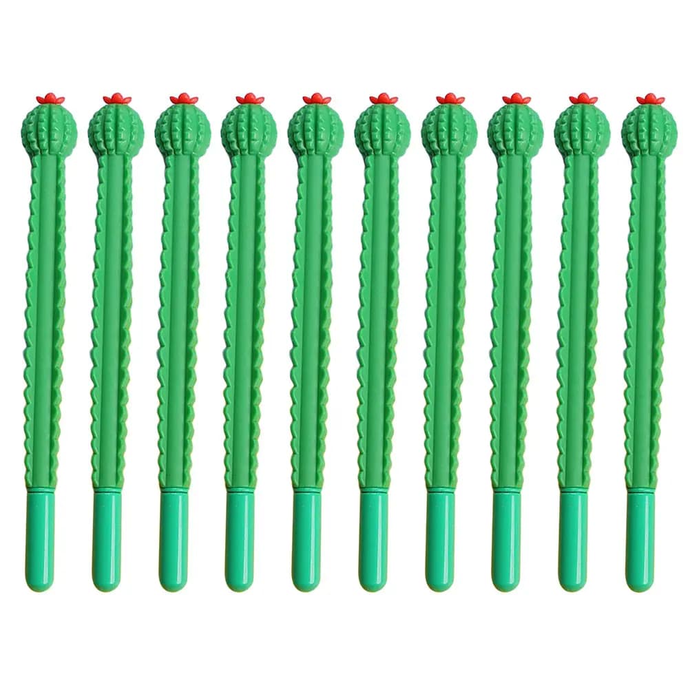 10 penne gel a forma di cactus, penne da scrittura portatili per studenti, uso in ufficio, materiale plastico, esperienza di scrittura fluida
