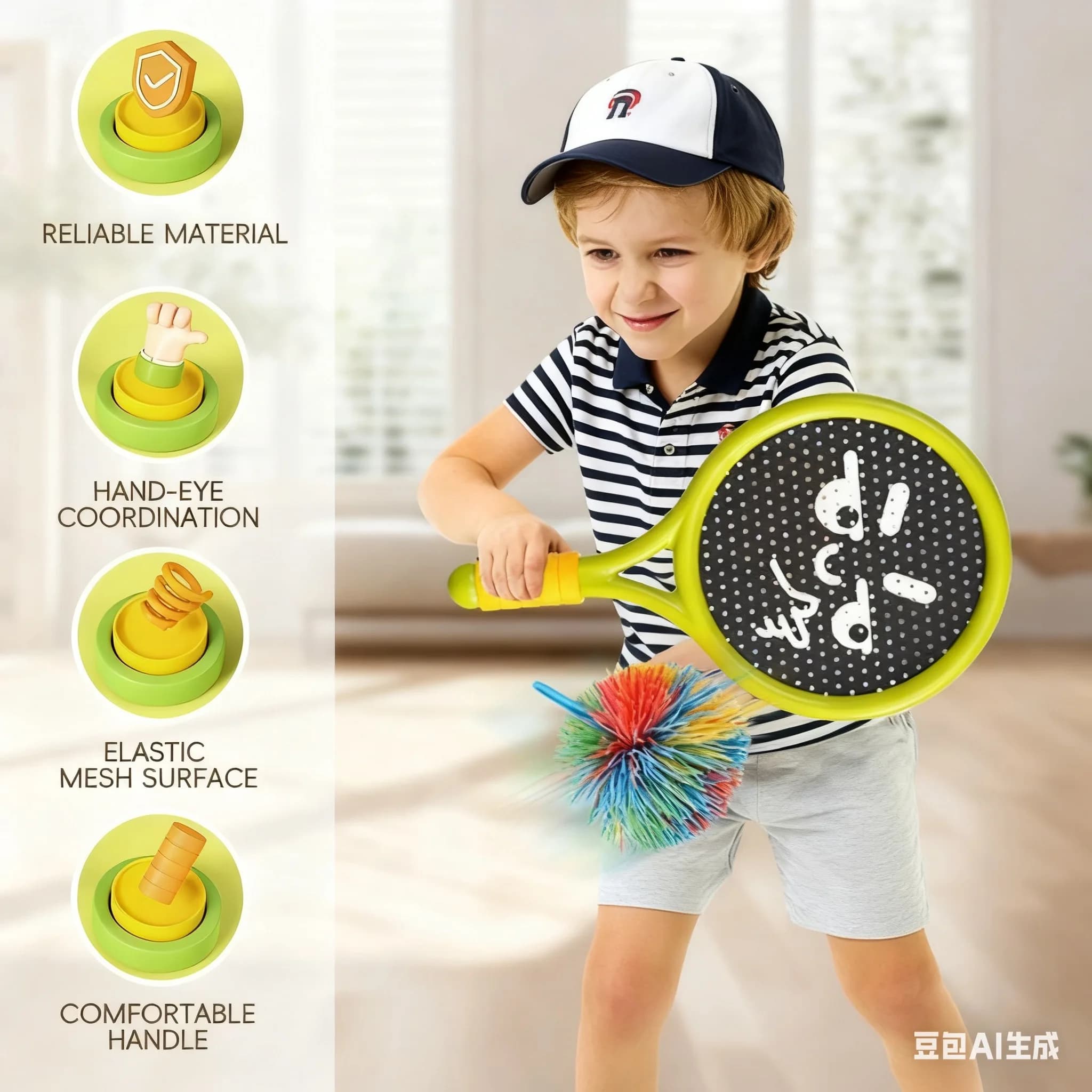 Kids Silent Indoor Tennis Racket Set - Soft Ball Vision Training Badminton Racket for 3-12 Years kids outdoor toys