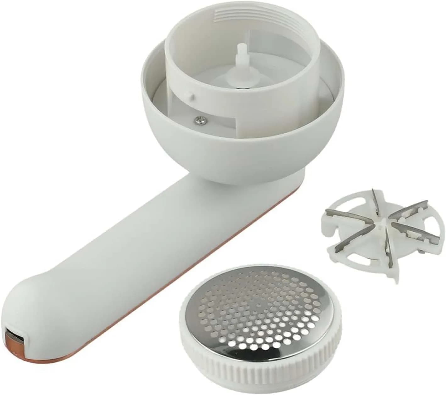Replaceable Stainless Steel Blade Fabric Defuzzer, Efficient Lint Shaver Removes Fuzz & Lint Balls from Clothes, Blankets and Home Decor Fabrics, White
