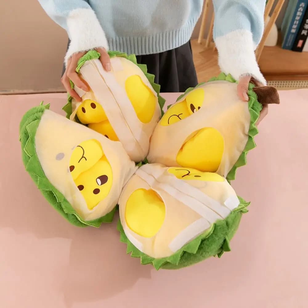 Fluffy Detachable Durian Plush Toy Soft Collection Fruit Durian Plush Pillow Appease Cute Peeling Durian Plush Doll