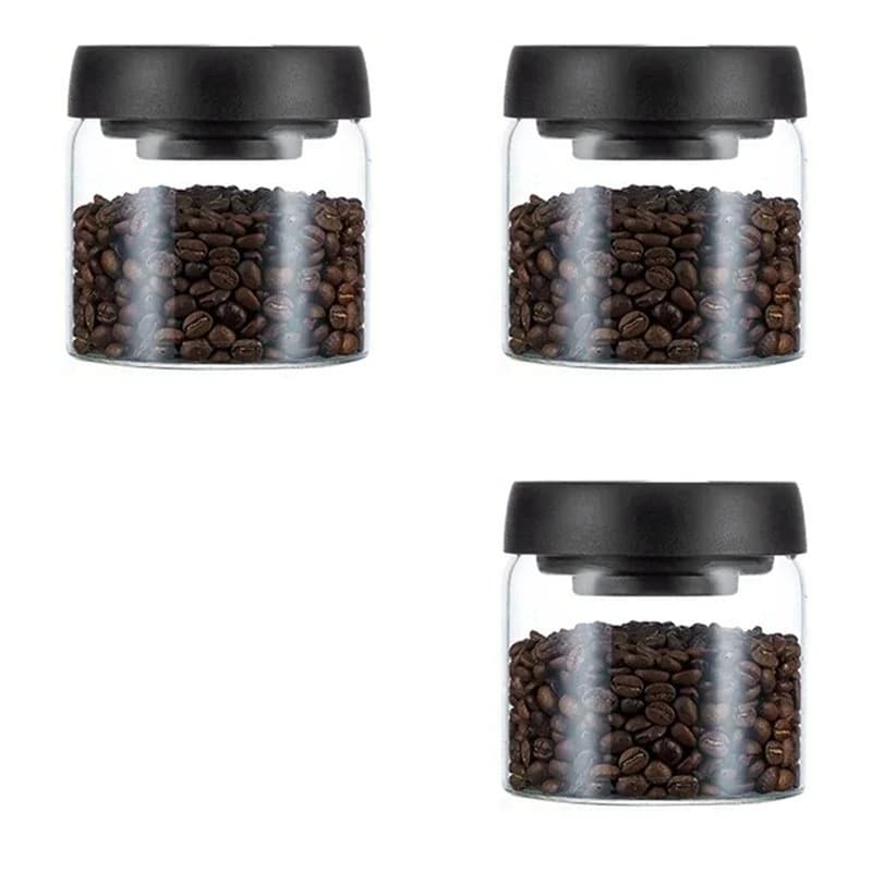 T21C 3X Vacuum Sealed Jug Coffee Beans Glass Airtight Canister Food Grains Candy Keep Fresh Storage Jar 500Ml