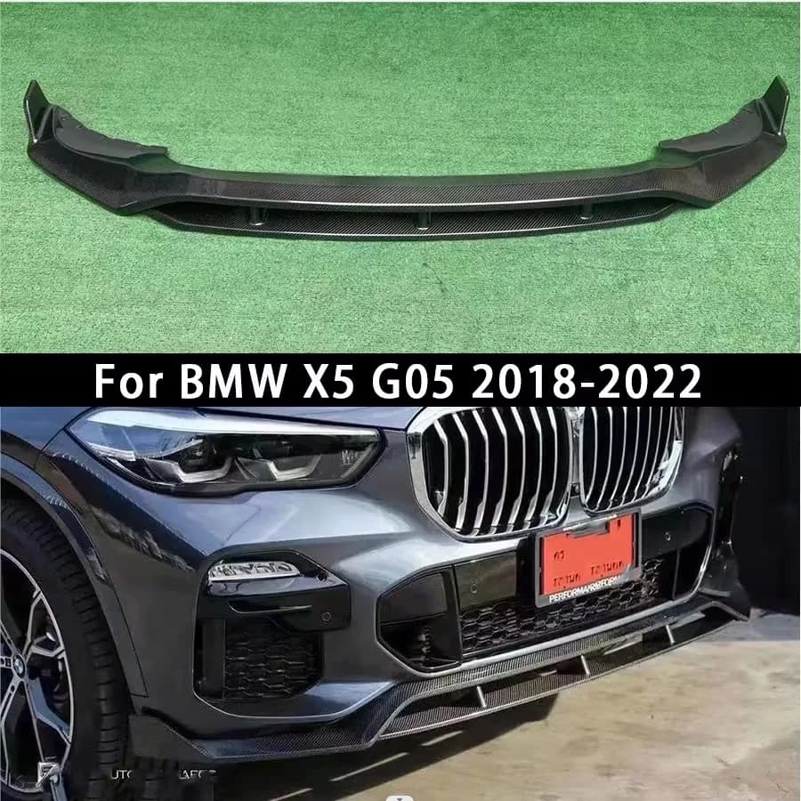 For BMW X5 G05 2018-2022 Carbon Fiber diffuser Car Front Bumper Lip Front lip Front Chin Spoiler diffuser Upgrade Body Kit
