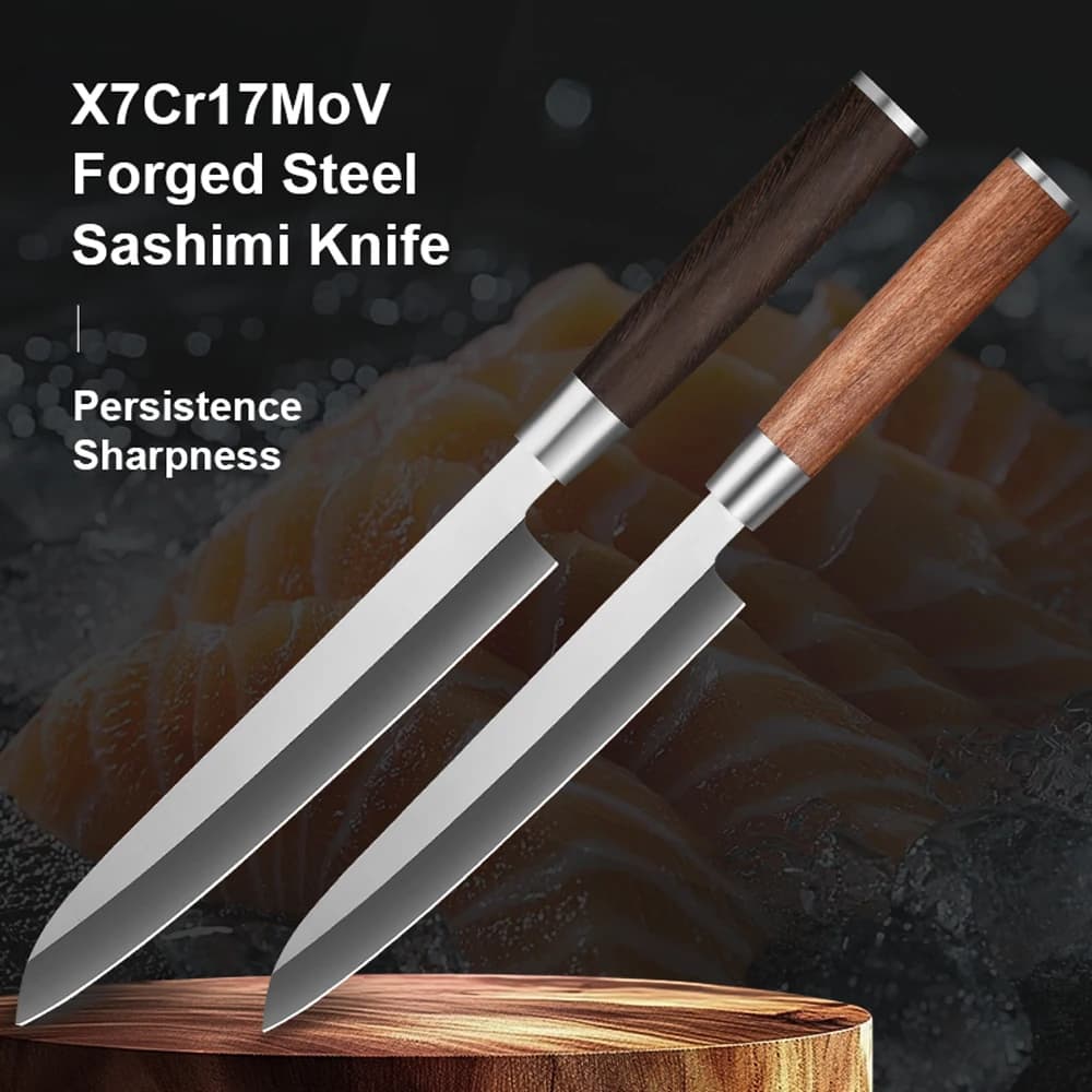 1-2 Pezzi Coltello da Sashimi da 8 Pollici, Lama Giapponese X7Cr17MoV, Affilato per Affettare Sushi e Pesce, Coltelli da Cucina Giapponesi