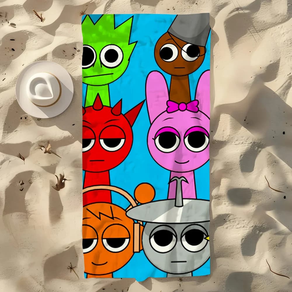 Asciugamano modello Cartoon S-Sprunki Morbido regalo per la piscina per viaggi Palestra Doccia Campeggio Asciugamano da spiaggia grande sportivo ad asciugatura rapida