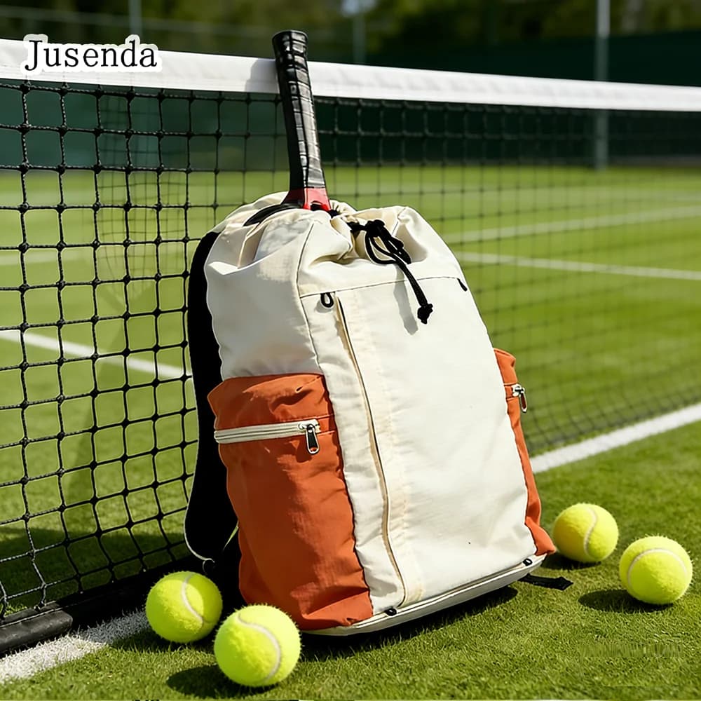 Jusenda Portable Bag for Tennis Rackets, Lightweight Backpack with Coulisse for Basket and Badminton, for Men and Women, Travel and Hiking Bag