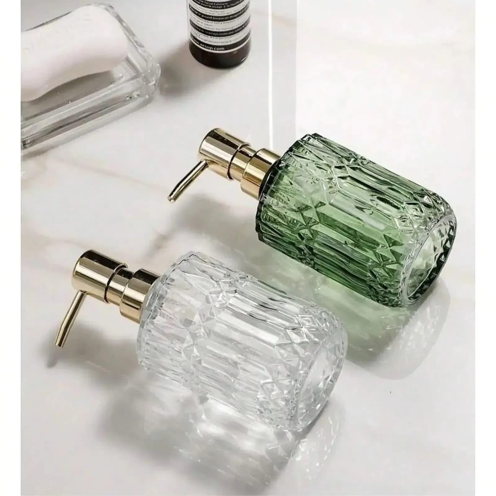 400ML Manual Liquid Soap Dispenser Clear Glass Hand Sanitizer Bottle Press Empty Gel Container Bathroom Accessories