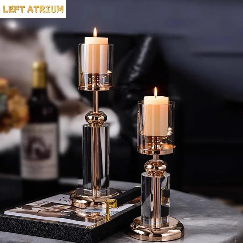 Light Luxury Crystal Candle Holder Living Room Dining Table Decoration Dining Cabinet Desktop Decoration High-end Feel