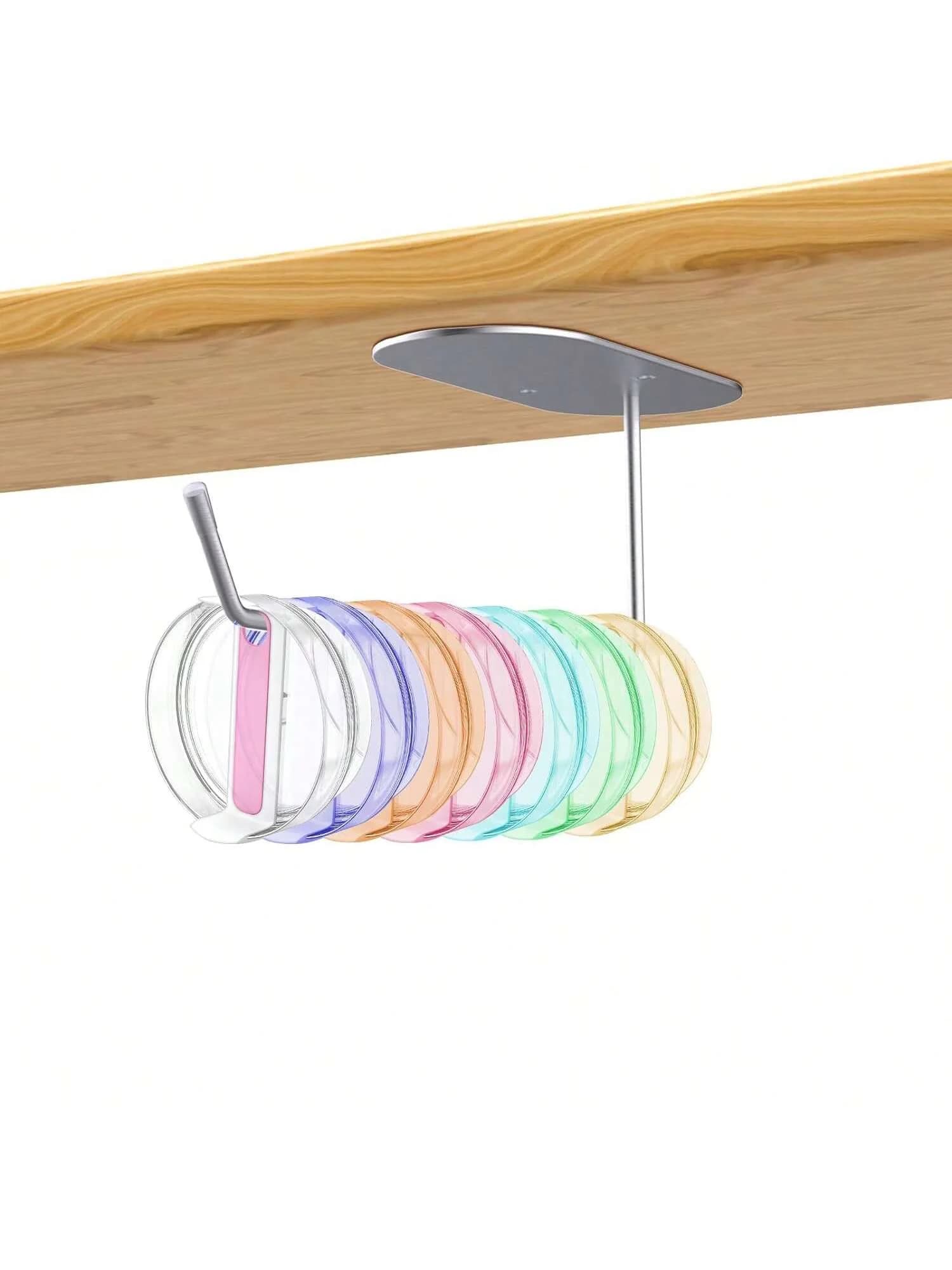 Confezione da 2 organizer per coperchi per bicchieri, organizer per coperchi per tazze per Yeti/Stanley/coperchi per bicchieri semplici e moderni, gancio per coperchio autoadesivo per cucina