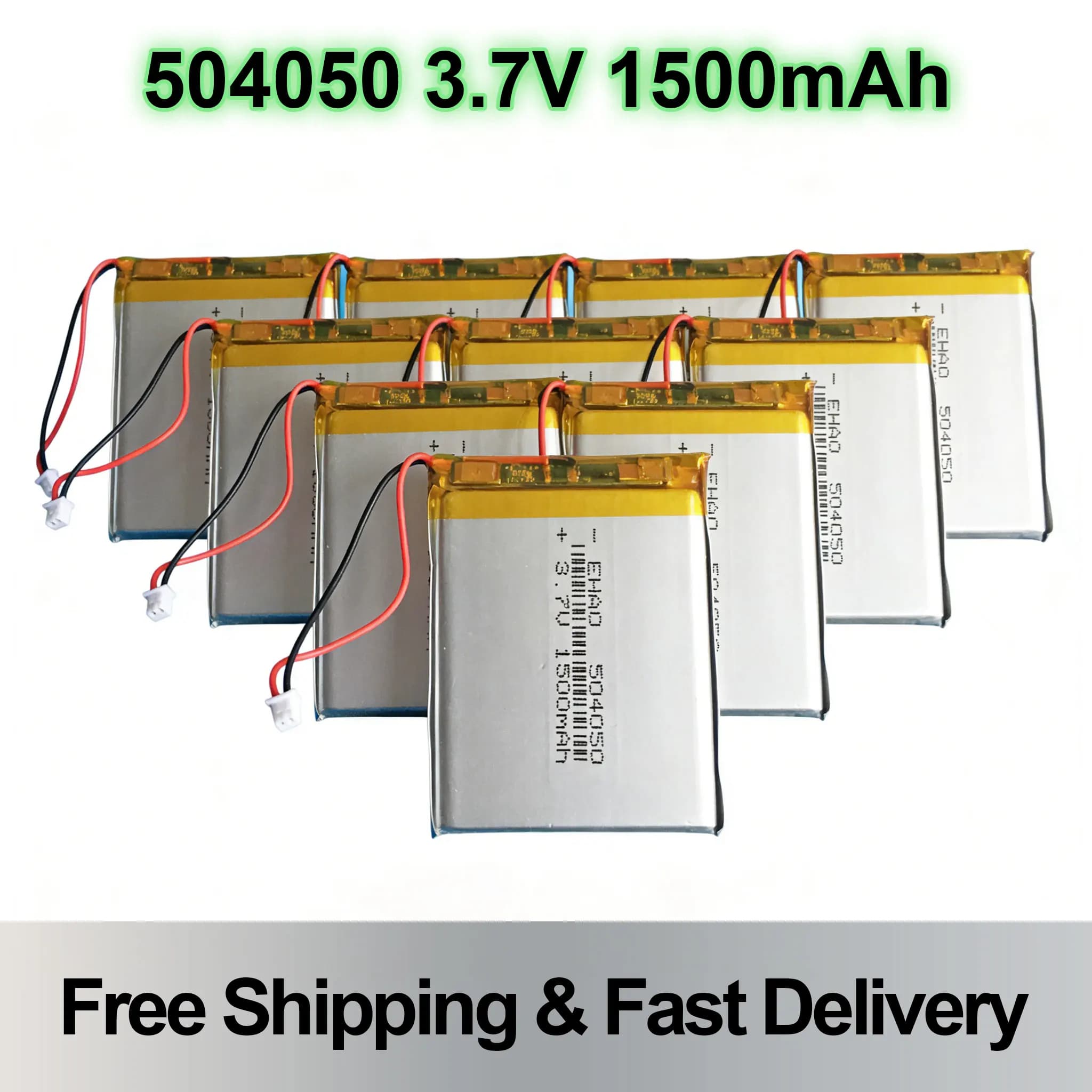 504050 3.7V 1500mAh Lipo Battery JST 1.25mm 2Pin Plug Rechargeable for GPS MP3 Bluetooth Speaker Camera DVD Recorder