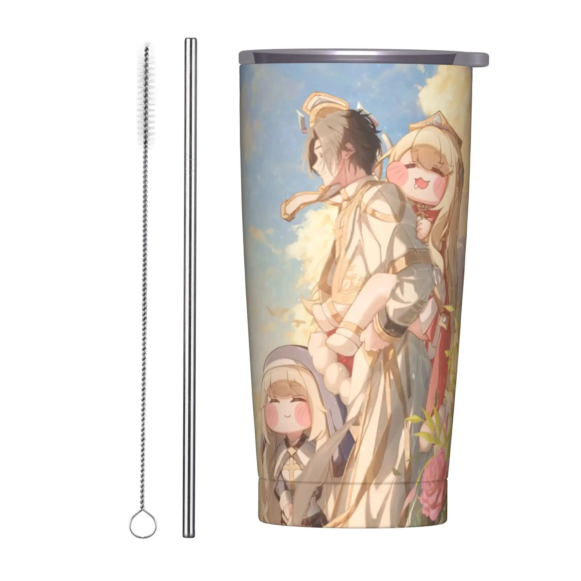 Trickcal C-Chibi Go Games Tumbler Tazza Termica Isolata Sottovuoto Borraccia Termica per Ufficio Casa Bevande Calde e Fredde 20oz