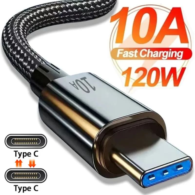 Cavo di ricarica rapido da USB C a tipo C intrecciato in nylon 10A per iPhone Samsung Xiaomi Huawei iPad Tablet Cavo dati USB tipo C mobile