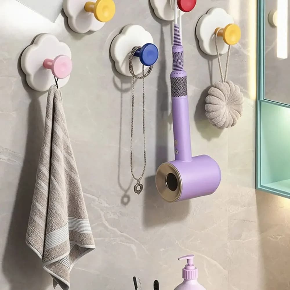 2 Pezzi Ganci Adesivi e a Ventosa Dopamine – Resistenti, Senza Foratura, Rimovibili per Bagno, Doccia, Porta della Stanza, Appendiabiti