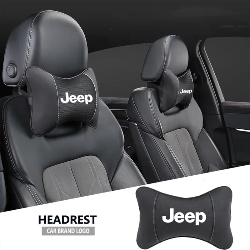 Seggiolino auto Cuscino per il collo Poggiatesta in pelle Supporto per la vita lombare per Jeep Grand Cherokee Wrangler JK Gladiator Compass Renegade