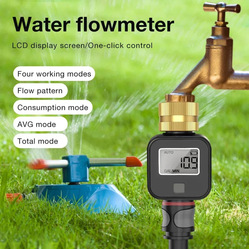 Water Flow Meter with Brass Input High Accuracy Consumption Flow Meter Measuring Garden Pipe Flow Measuring With 3/4 Inch Thread SGS05 Irrigation Sprinkler