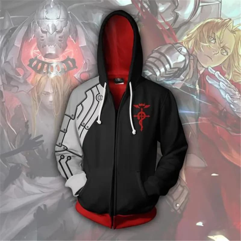 Fullmetal Alchemist Edward Elric's Autumn Zipper Jacket Hoodie Coat Anime Cosplay Sweatshirts Tracksuits Tops Clothes Drop Shipc
