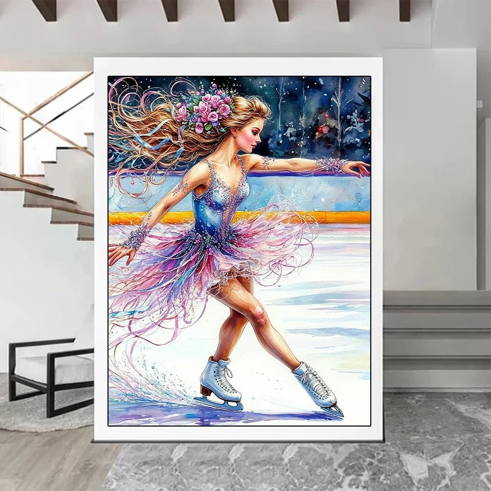 New Square Round Diamond Mosaic Skating Girl Flower Craft Adult Painting Cartoon 5D Embroidery DIY Hobby Wall Decoration