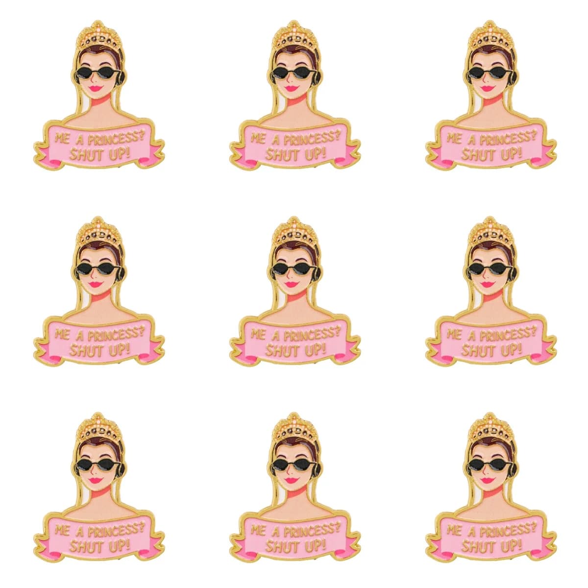 9pcs Cool Lady With Sunglasses Enamel Pin Set Cartoon Brooch For Coat Collar Lapel Pins Metal Badges Jewelry Funny Gift