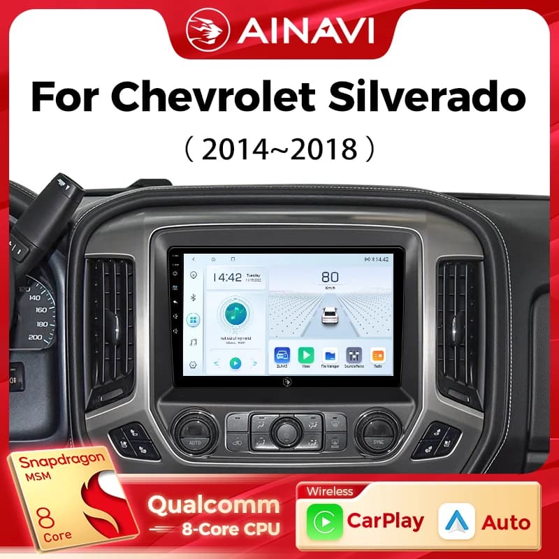 Ainavi Lettore Multimediale Per Auto Per Chevrolet Silverado 3 GMTK2 2014 2015 2016 2017 2018 Wireless Carplay Android Auto 4G Wifi 2din