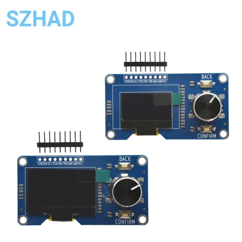 0,96/1.3 inch white OLED display with EC11 rotary encoder module, IIC interface for Arduino
