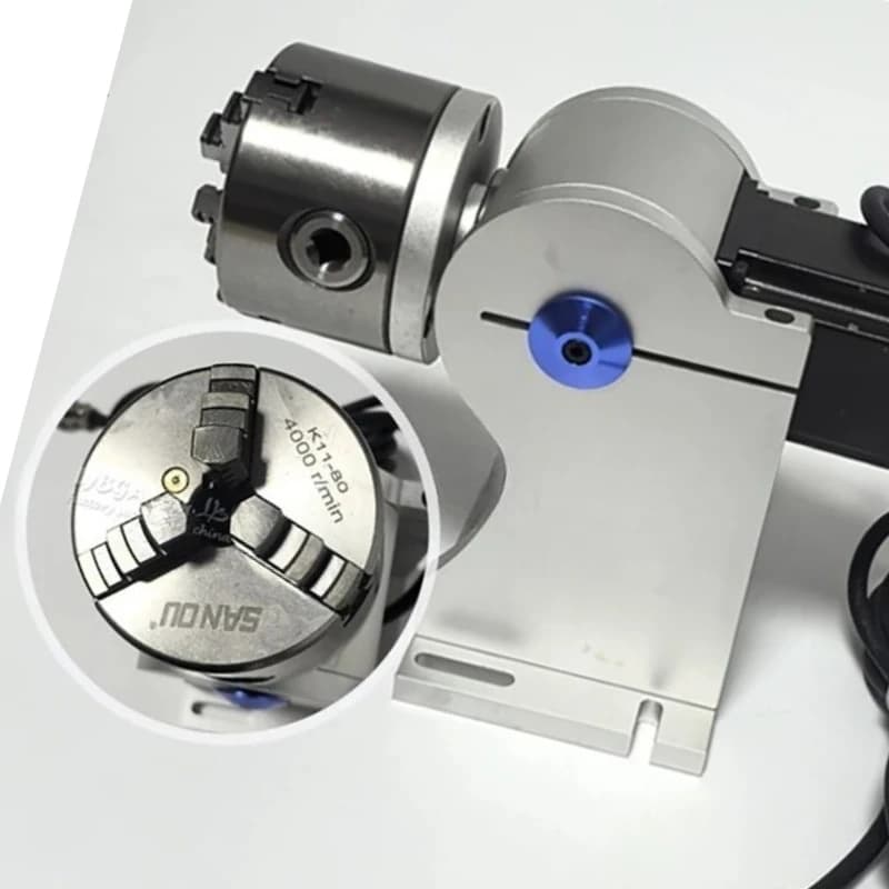 Nuovo Asse Rotante D80 con Mandrino da 80mm e Motore Nema23, con Cavo da 2M per Macchine Laser a Fibra per Incisione e Marcatura di Cilindri
