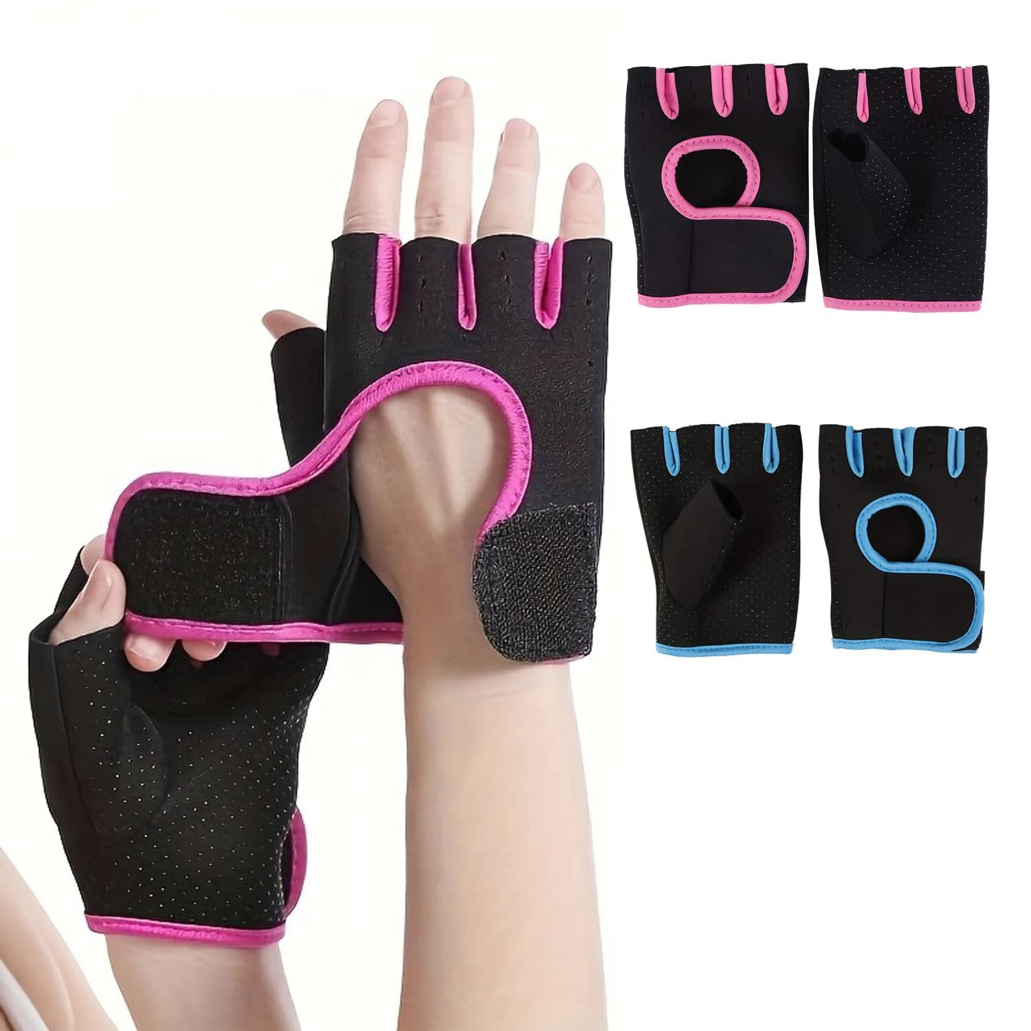 1 pair of gym gloves for fitness training, without fingers, for men and women, for bodybuilding, sports exercises, sports gloves for cycling, anti-slip