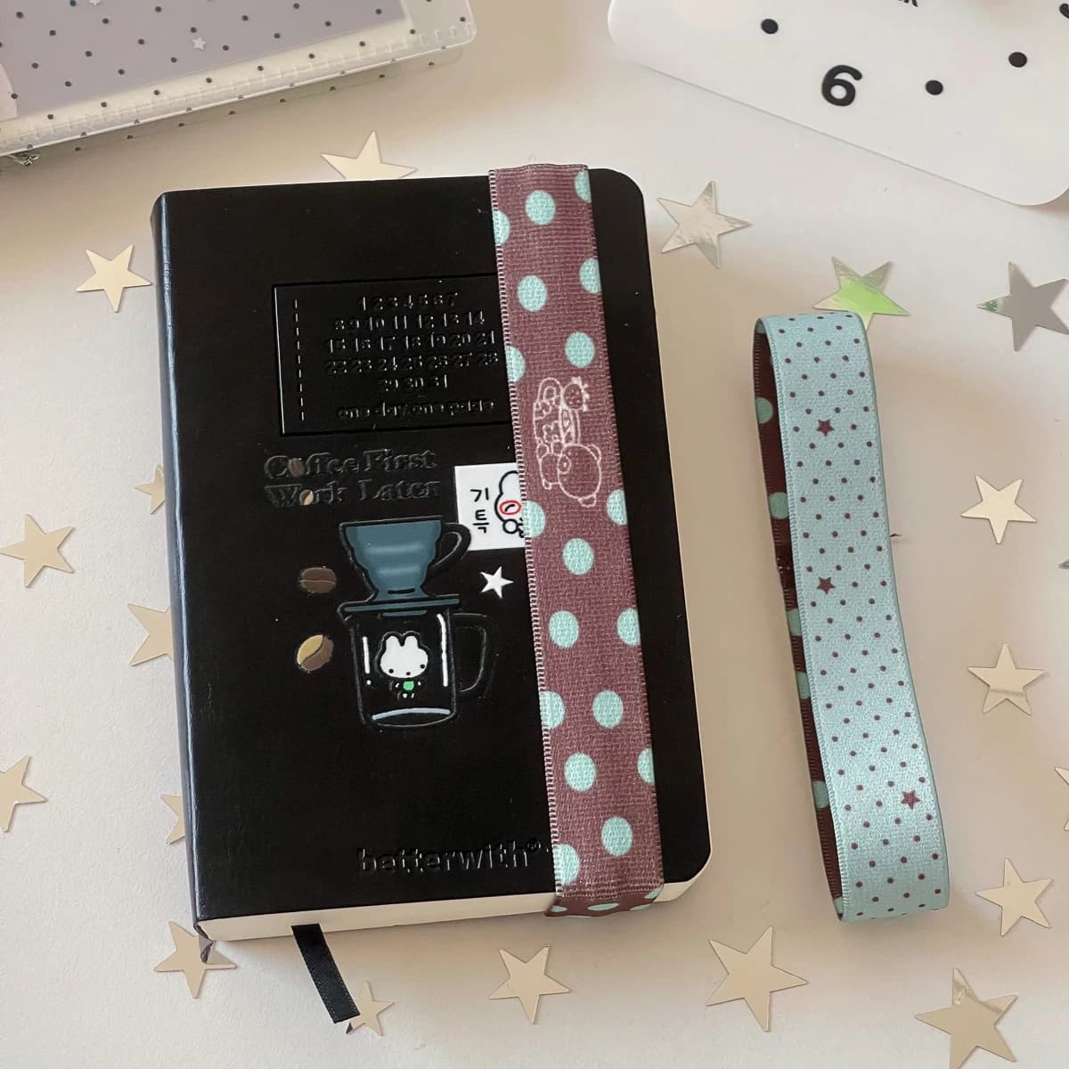 Cinghia Elastica WAKAWAKA per A7 M5 con Decorazione a Pois, Accessorio per Planner e Quaderni, Stile Kawaii INS per Scrapbooking
