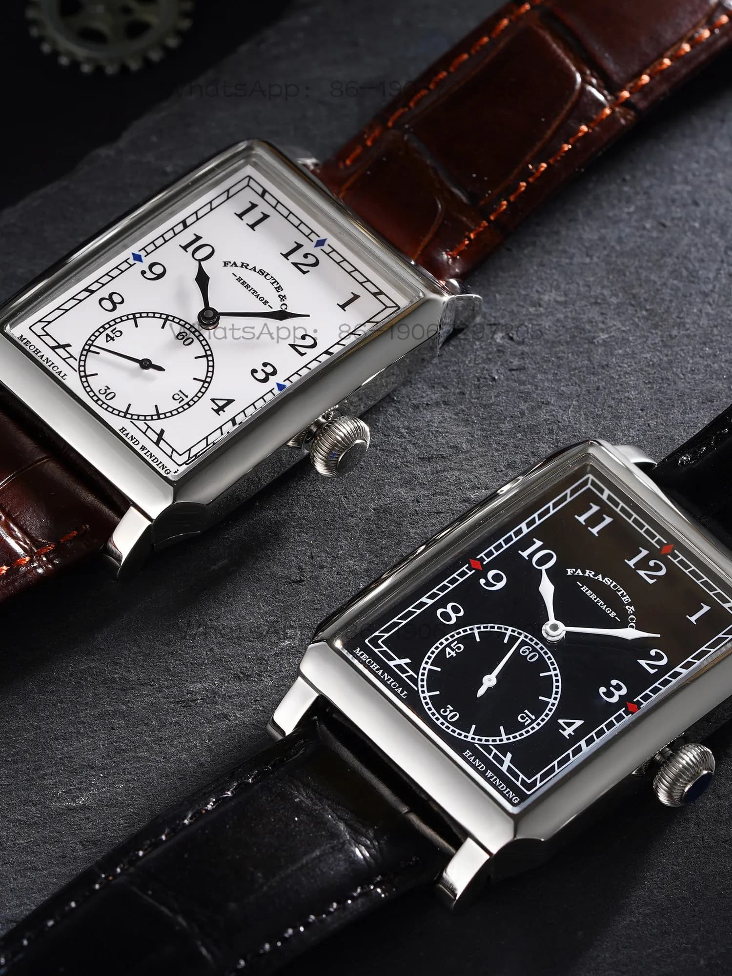 Magic City Store mechanical watch square retro men's manual waterproof watch commuter dress