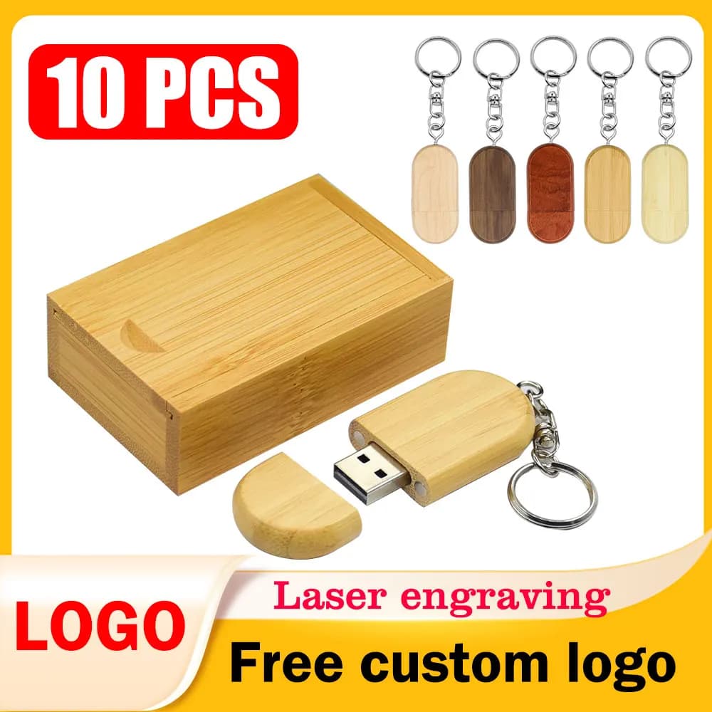 10 pz/lotto (LOGO Personalizzabile Gratuito) Chiavetta USB 2.0 Chiavetta USB in Legno 4GB 8GB 16GB 32GB 64GB 128GB Memory Stick Regalo di Nozze