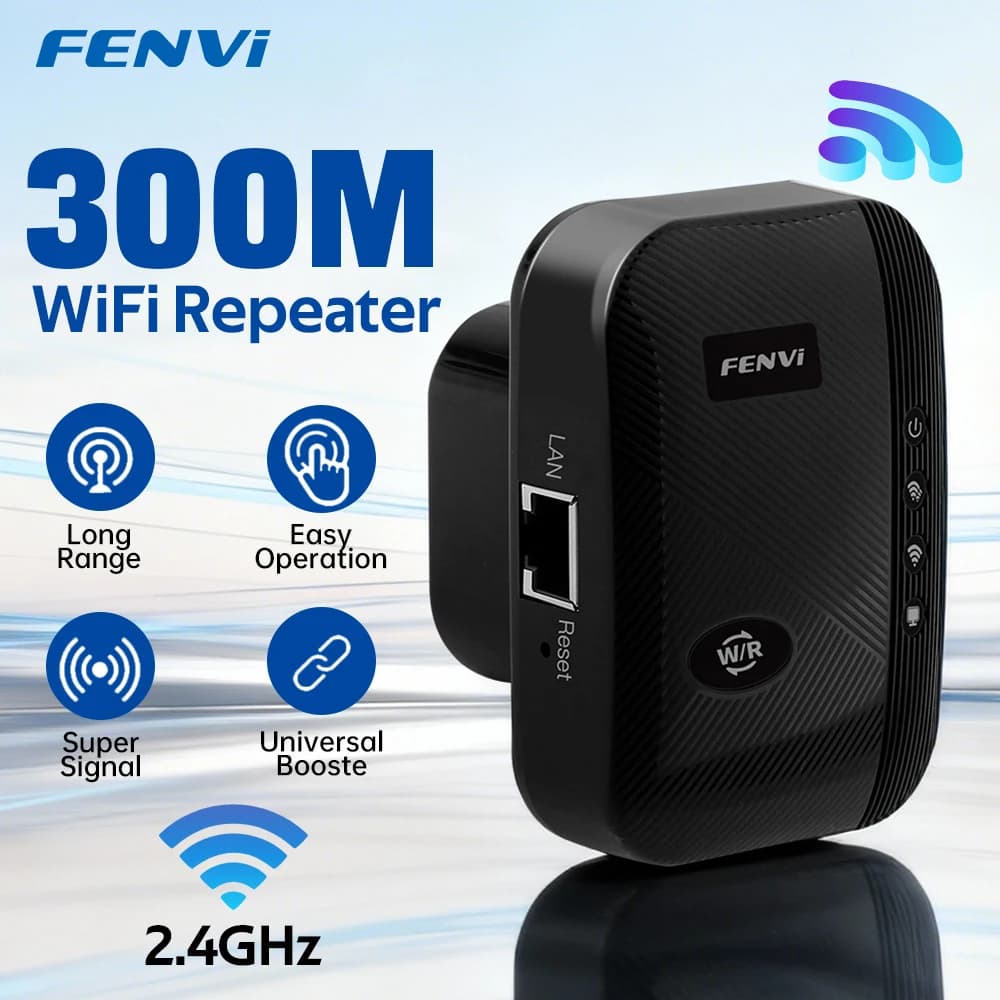 FENVI Ripetitore WiFi Wireless 300Mbps WiFi Extender Amplificatore Booster Router 802.11N Ripetitore WiFi a lungo raggio Estensione del segnale