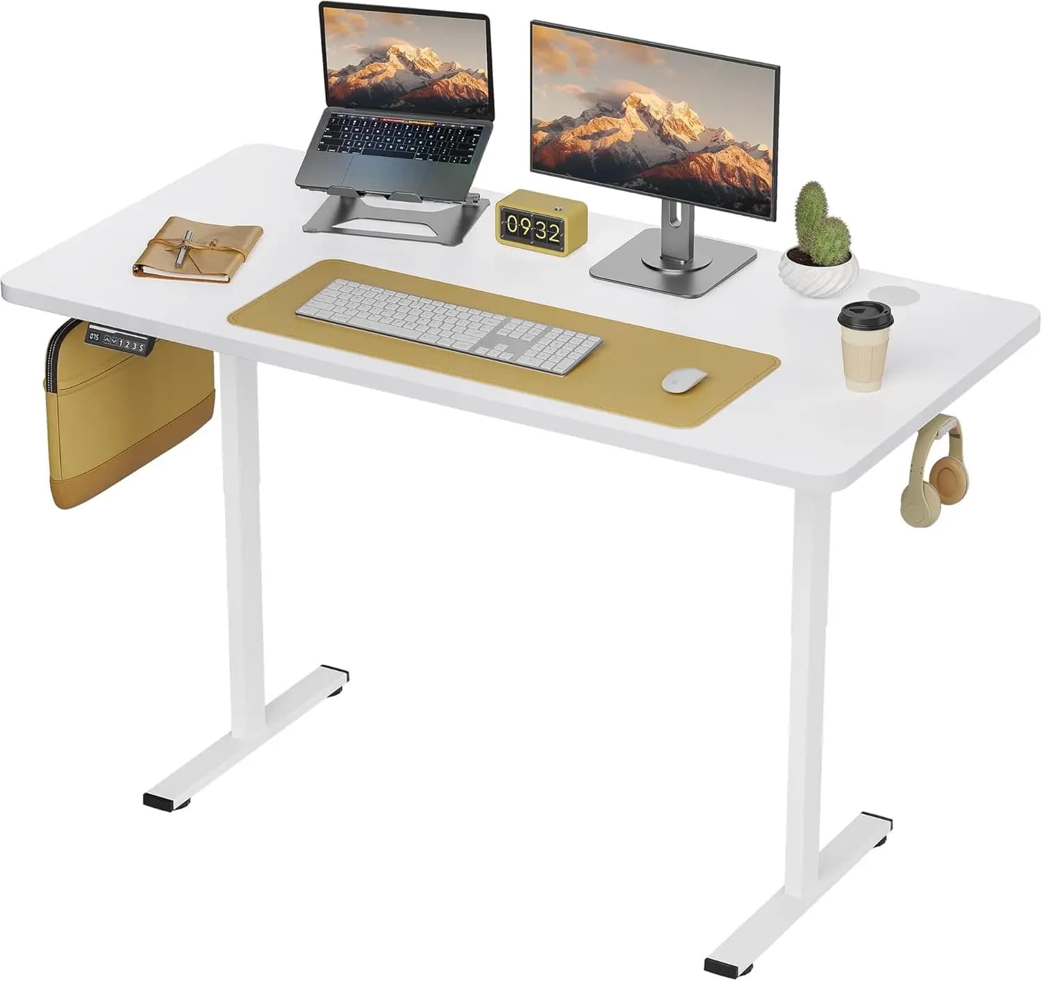 Scrivania Elettrica Regolabile in Altezza, 24x40 Pollici, Scrivania Sit-Stand con Gestione Cavi, Bianca