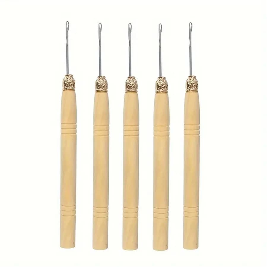Strumento speciale per parrucca con fascia per capelli all'uncinetto da 5-30 pezzi con manico in legno Uncinetti per la realizzazione di parrucche