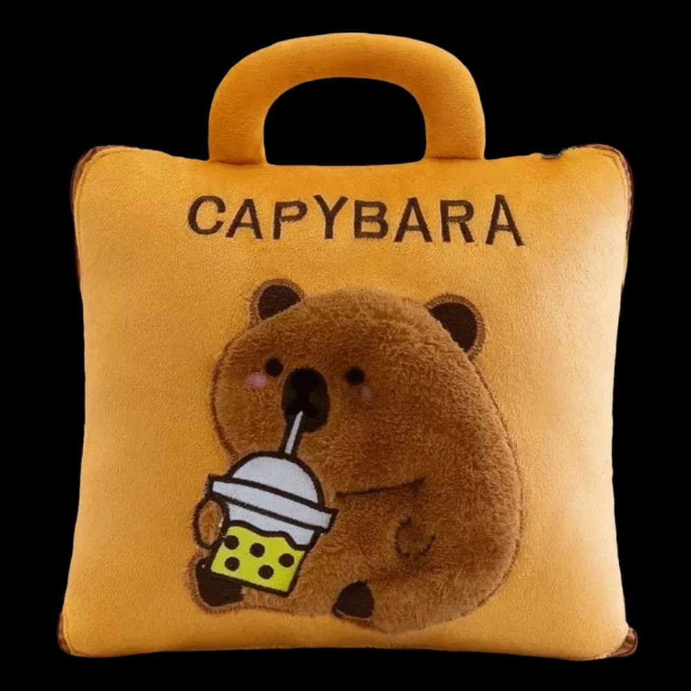 Coperta da viaggio portatile 2 in 1 per capibara, morbida coperta da viaggio in peluche, accogliente, per aria condizionata, per pisolino in ufficio
