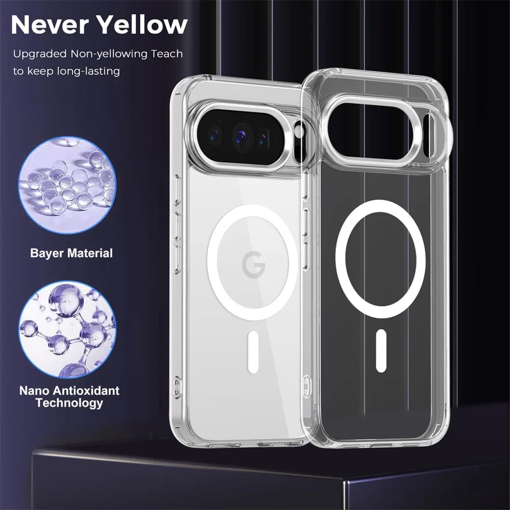 Custodia di ricarica wireless magnetica di lusso ad alta trasparente per custodia di ricarica wireless Magsafe per Google Pixel 9A 10 Pro XL Cover posteriore per paraurti in tinta unita