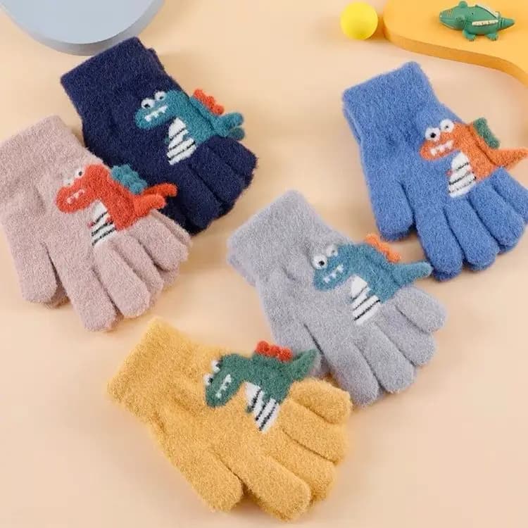 4-8 Year Winter Kids Thick Knit Gloves Cartoon Gloves Winter Toe Gloves for Kids in Warm Footwear