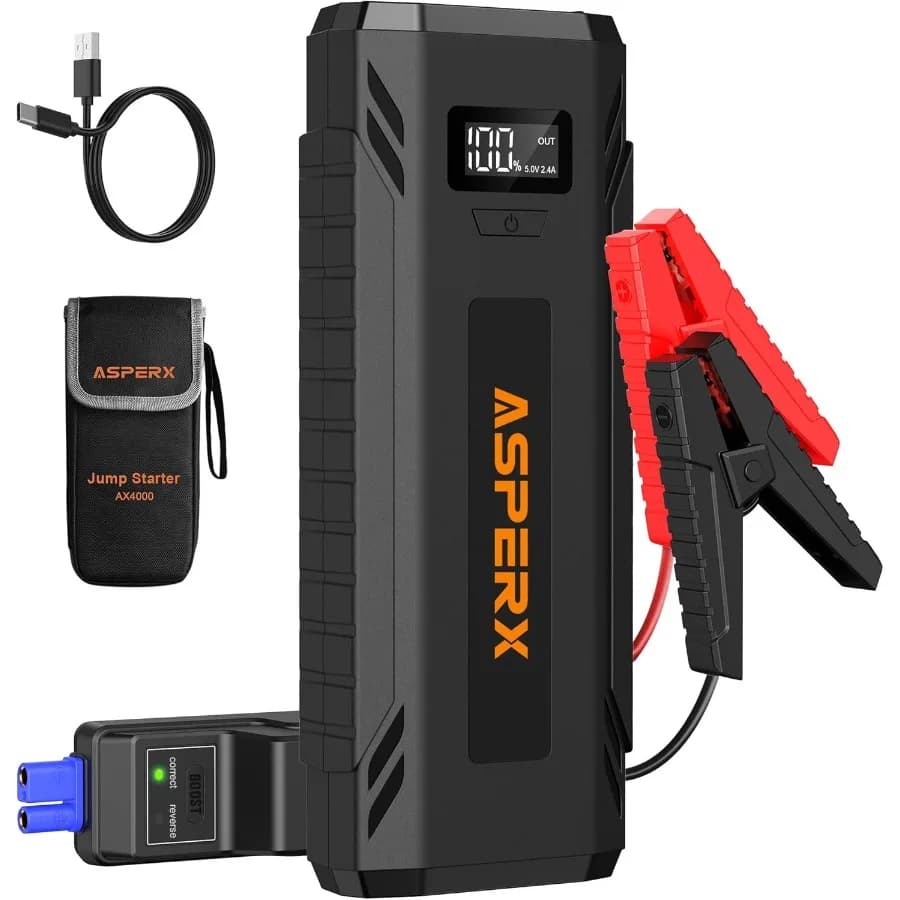 Avviamento di emergenza per auto Avviamento a batteria di picco 4000A per tutti i motori a gas o diesel da 10,0 litri Scatola di emergenza per avviamento a batteria da 12 V con USBA L