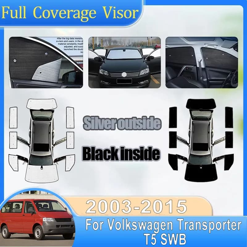 Per Volkswagen VW Transporter T5 2007 Kit Carrozzeria SWB 2003-2015 Coperture Complete per Auto Protezione Privacy Parabrezza Anti-UV Accessori Parasole