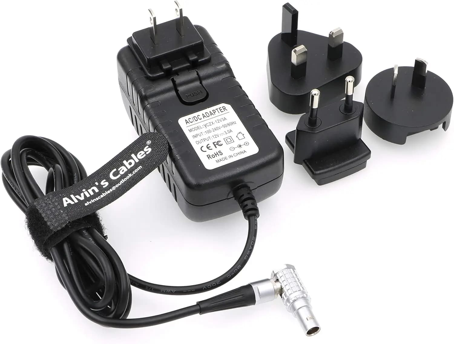 Alvin's Cables Cavo convertitore adattatore di alimentazione Teradek ad angolo retto da 2 pin a CA universale con prese US UK EU AU per bandiere Z CAM E2