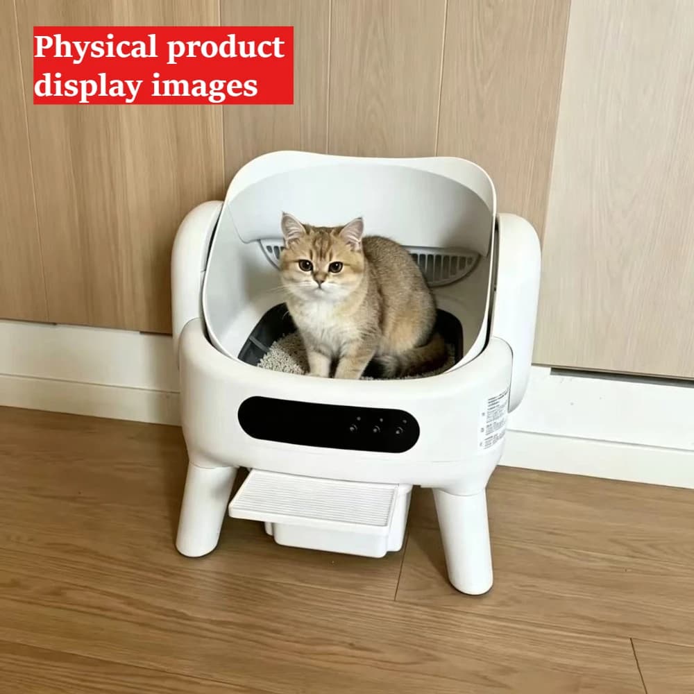 Open Automatic Smart Cat Litter Box, Large Size Electric Cat Toilet with 5 Safety Protection, Odor Control for Cats