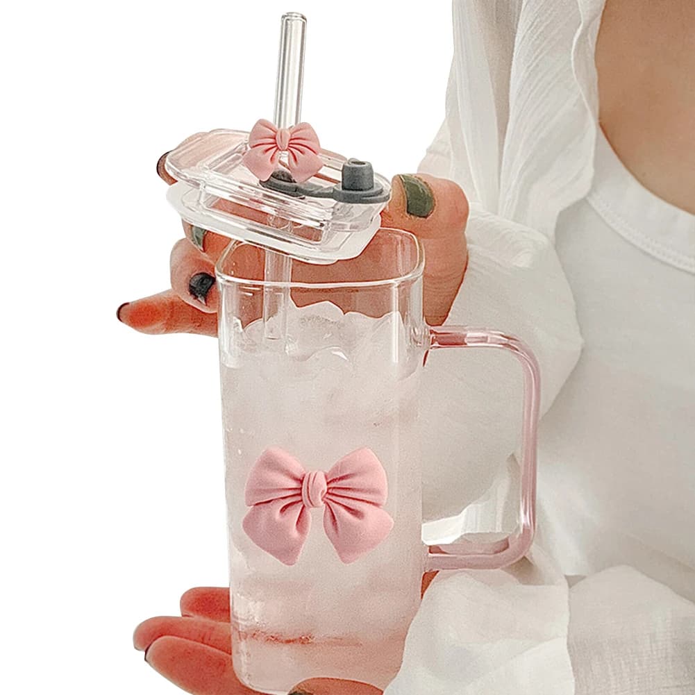 Transparent Glasses Square with Covers and Water Bottles, Exterior Glasses Transparent for Home