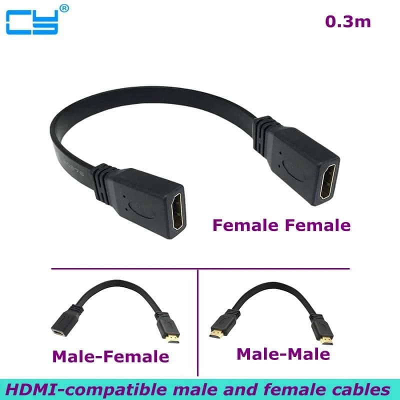 Compatible with HDMI plated gold with HD cable extended female male plate, version 1.4 Supports 3D 1080p computer cable