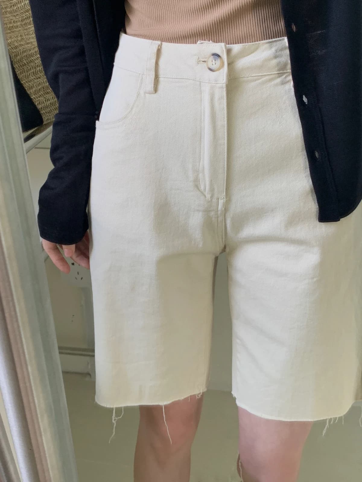 Shorts in denim coreani eleganti a vita alta, modellanti, da donna, a gamba dritta, casual, a cinque punte, stile semplice per il pendolarismo estivo