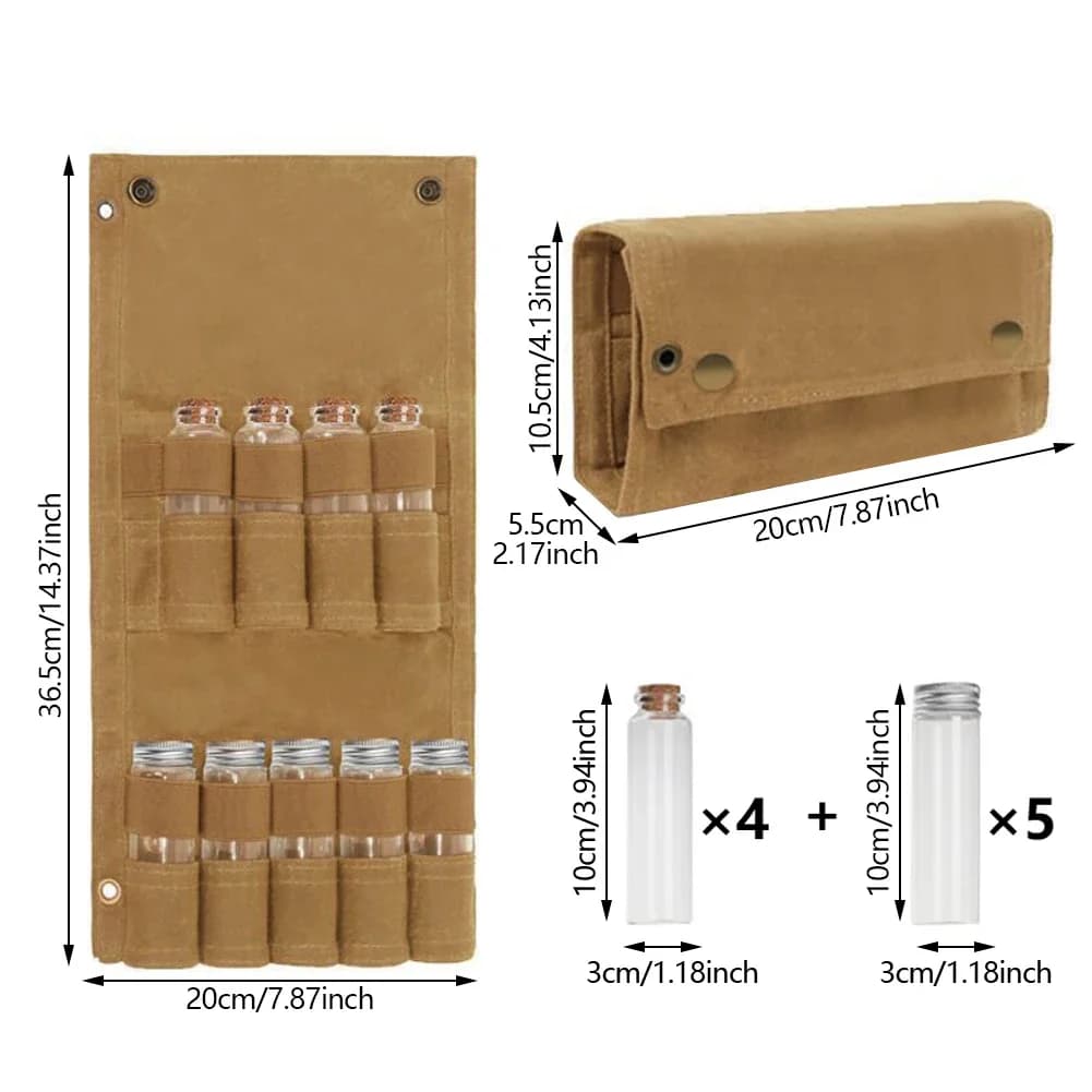 Outdoor Camping Spice Bottle Bag Set Portable Camping Picnic Seasoning Bottle Storage Bag Condiment Jar Seasoning Bottle Holder