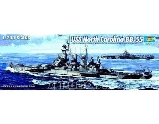 Modello di assemblaggio Trumpeter 1/700 05734 Kit modello di nave USS Carolina del Nord BB-55