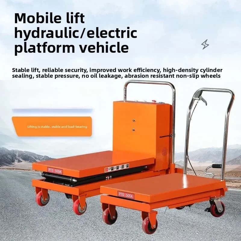 Manual hydraulic lift platform car, mobile scissor lift