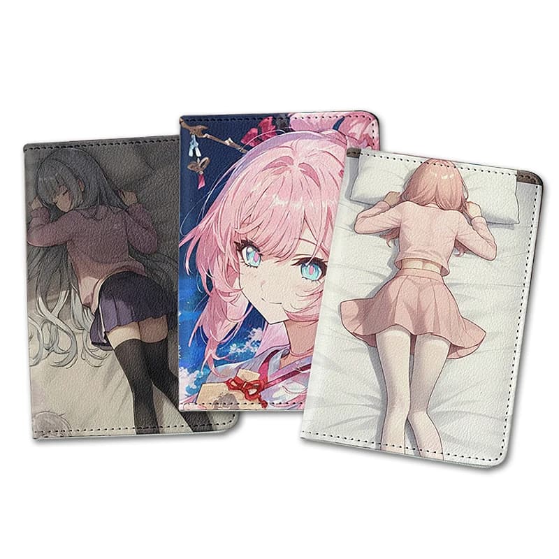 Simpatica copertina per passaporto per ragazza anime Portafoglio per passaporto da viaggio per ragazza Custodia per passaporto per scolaretta Manga Porta carte di credito per biglietti aerei