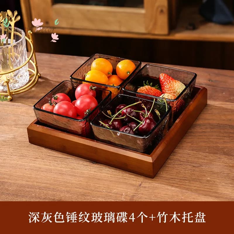 Light luxury high-end fruit plate household living room coffee table tea point inventory heart plate snack plate hard dried