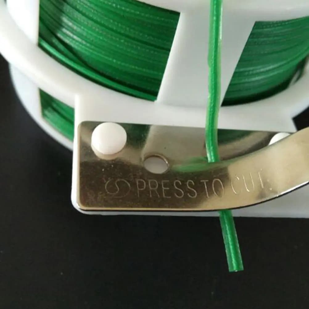 2Pcs Garden Tie Wire Cable Reel with Cutter Plastic Iron Green Coating Binding Plant Tying Tool Bonsai Growing Tie Cable