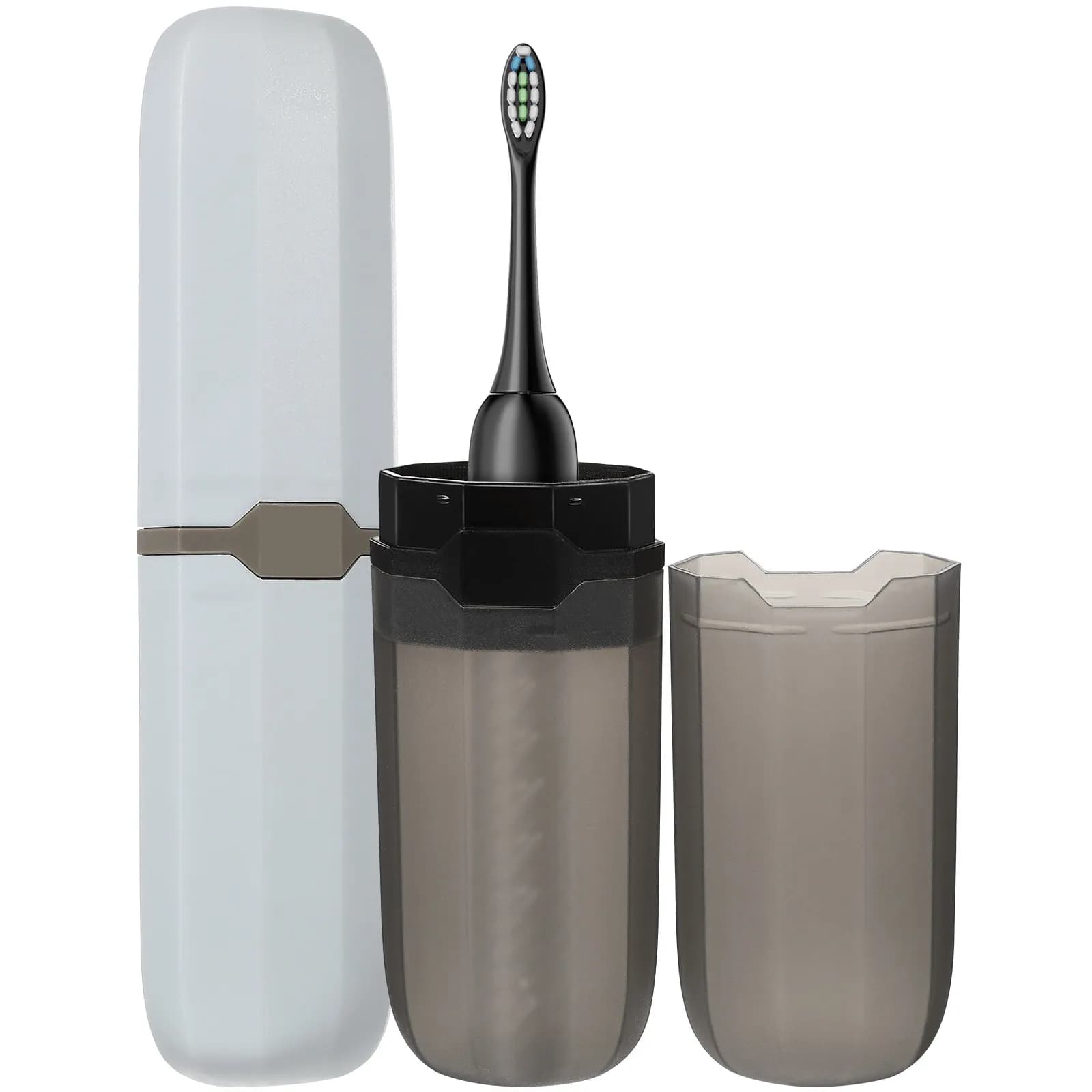 2 custodie portatili per spazzolini da denti, leggere, in plastica, da viaggio, contenitori per spazzolini da denti, organizer per la conservazione del dentifricio da campeggio
