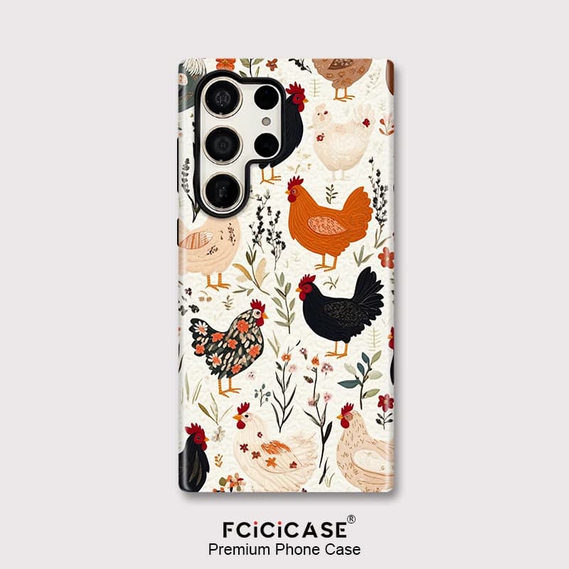 Fcicicase Matte Funda custodia per telefono per Samsung Galaxy S26 Ultra S26 Edge S26+ Plus cover posteriore antiurto con stampa di polli carini